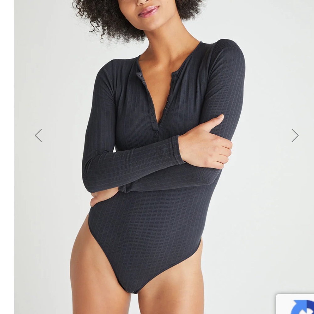 Yummie Women’s Katrina Cotton Ribbed Seamless Henley Bodysuit - NWT